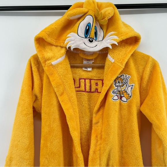 Sonic The Hedgehog Other - Sonic The Hedgehog Tails Hooded Robe Kids Youth M 8 Yellow Embroidered Plush